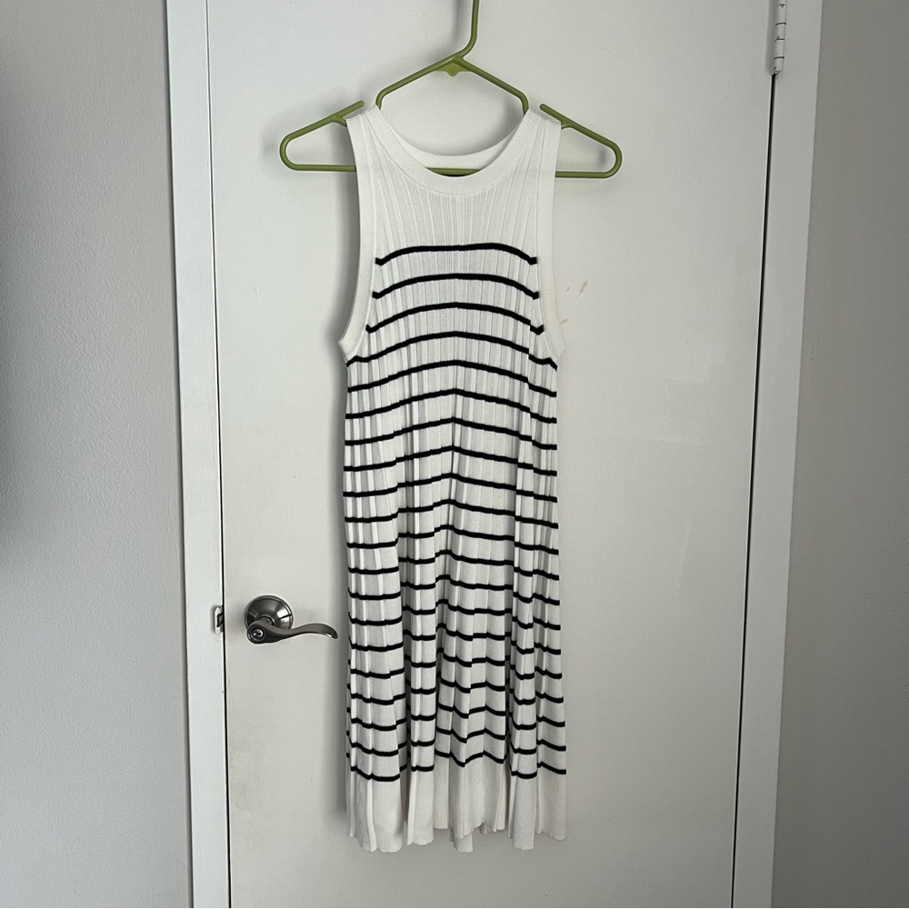 Pleated Striped Dress